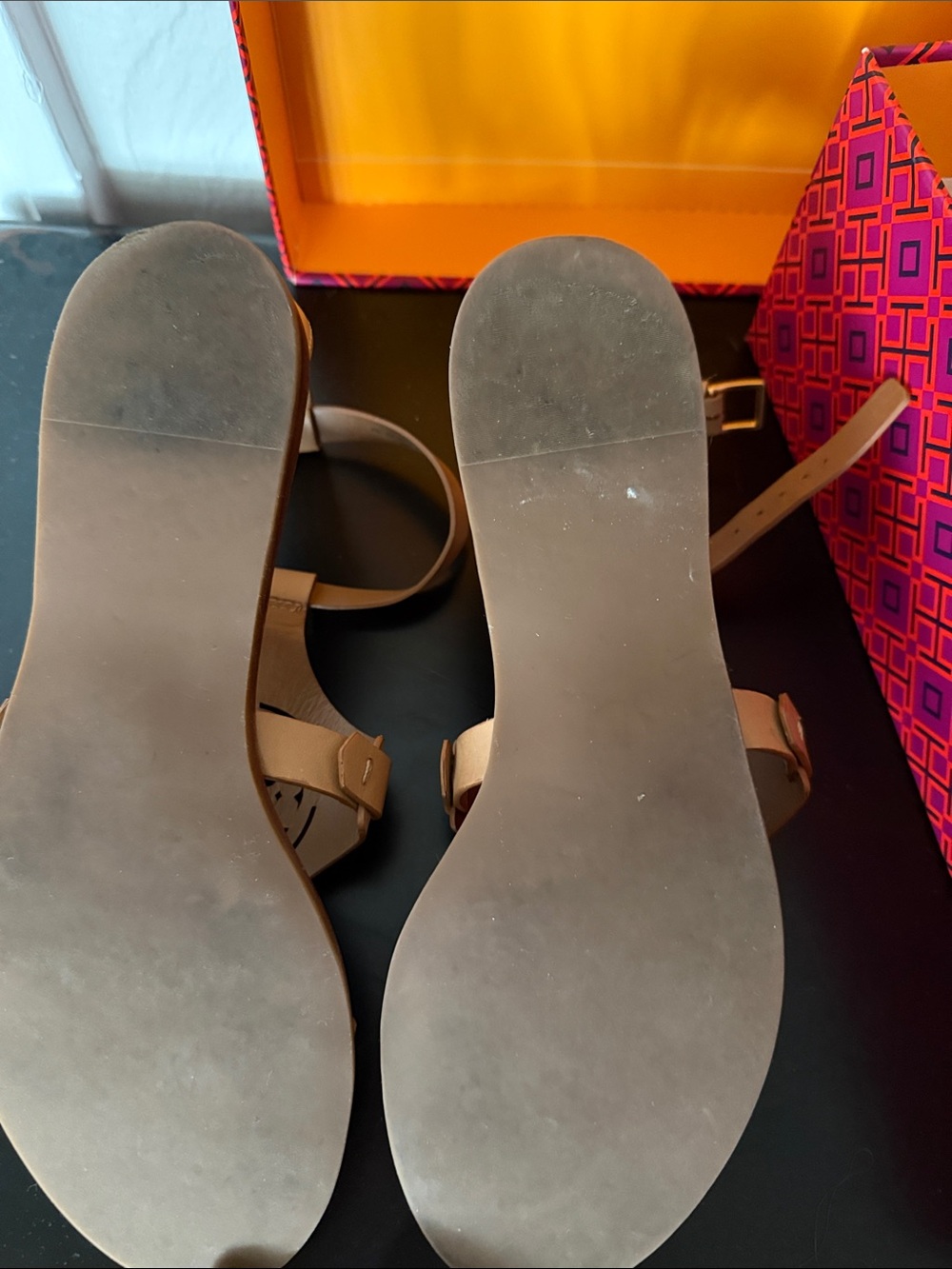 Tory Burch Zoey Tan Leather Cutout T-Strap Sandals - Picture 2 of 3